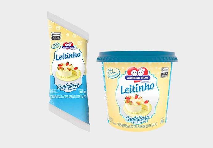 Confeitare Leitinho Xamego Bom bisnaga 1,01kg e pote 2kg